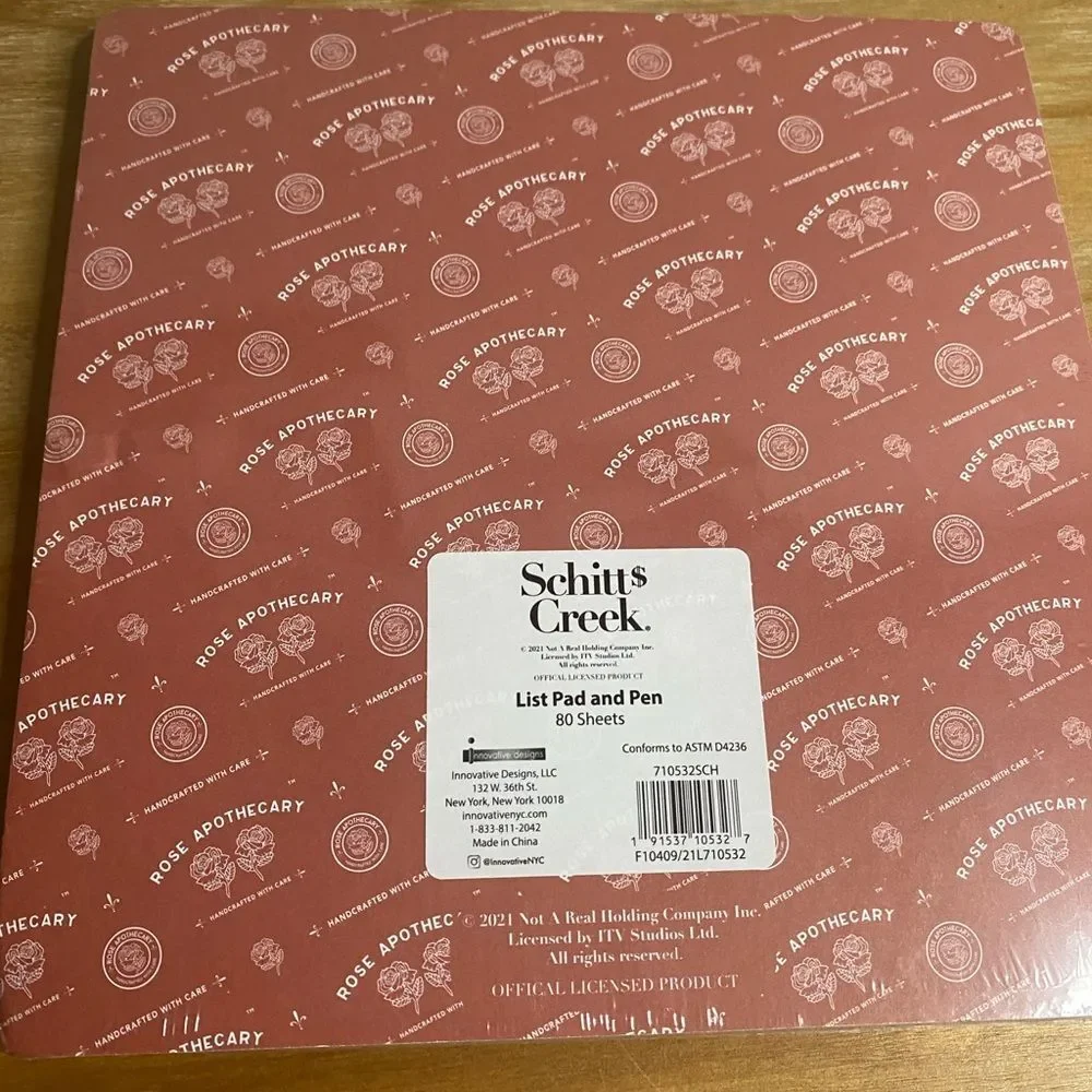 New Schitt's Creek List Pad and Pen Set Rose Apothecary To Do Note Pad 80 Sheets